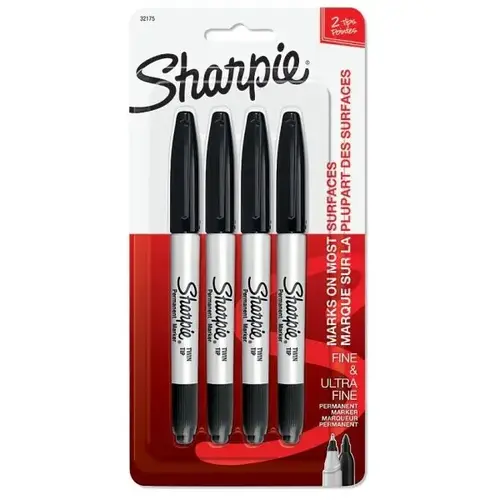 Black Twin Tip Permanent Markers - pack of 4 Black Twin Tip Permanent Markers - pack of 4