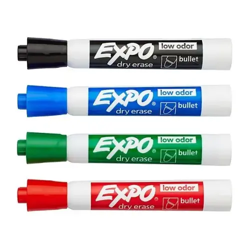 Dry-Erase Assorted Colors Bullet Point Low-Odor Marker - pack of 4 Dry-Erase Assorted Colors Bullet Point Low-Odor Marker - pack of 4