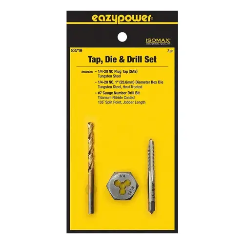 3PC 1/4-20 TAP & DIE W - pack of 3 3PC 1/4-20 TAP & DIE W - pack of 3