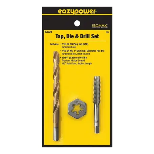 3PC 7/16-14NC TAP & DIE - pack of 3 3PC 7/16-14NC TAP & DIE - pack of 3