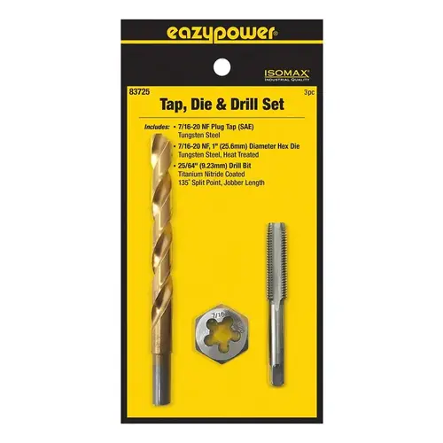 3PC 7/16-20NF TAP &DIE W - pack of 3 3PC 7/16-20NF TAP &DIE W - pack of 3