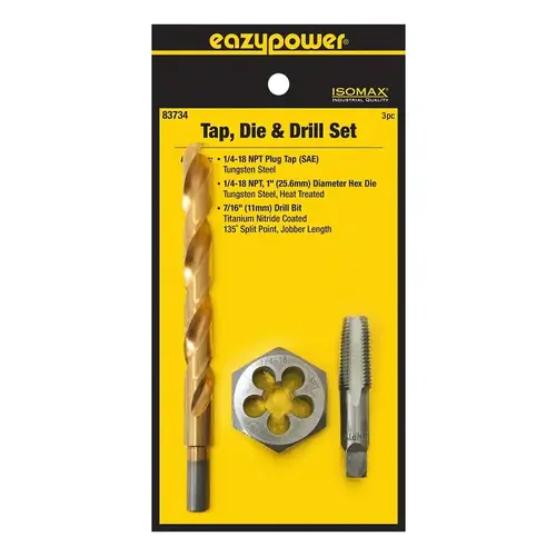 3PC 1/4-18NPT TAP& DIE - pack of 3 3PC 1/4-18NPT TAP& DIE - pack of 3