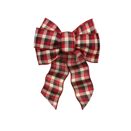 Holidaytrims Plaid Wired Bow, Black/Red Holidaytrims Plaid Wired Bow, Black/Red