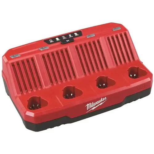 M12 12-Volt Lithium-Ion 4-Port Sequential Battery Charger Red