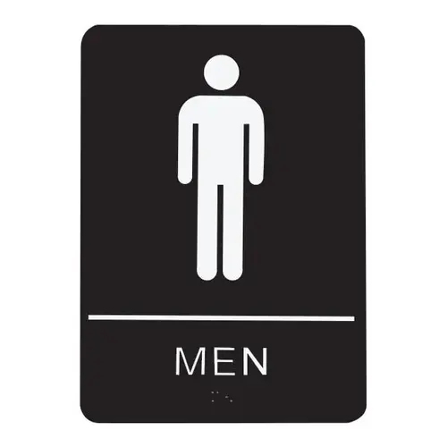 SIGN RESTROOM MEN - BRAILLE - BLACK ACRYLIC SIGN RESTROOM MEN - BRAILLE - BLACK ACRYLIC