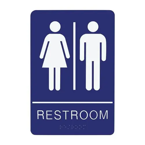 SIGN RESTROOM UNISEX - BRAILLE - BLUE ACRYLIC SIGN RESTROOM UNISEX - BRAILLE - BLUE ACRYLIC