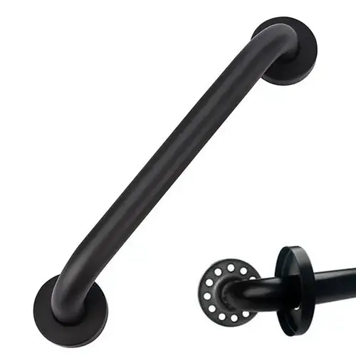 18" STRAIGHT GRAB BAR 1-1/2" MATTE BLACK S/S STUD WALL MT 18" STRAIGHT GRAB BAR 1-1/2" MATTE BLACK S/S STUD WALL MT
