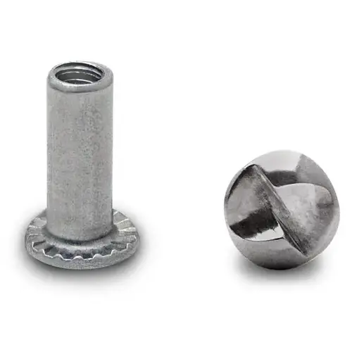 100 PACK (9719) BARREL NUT ONE WAY 10-24 X 5/8" STAINLESS 100 PACK (9719) BARREL NUT ONE WAY 10-24 X 5/8" STAINLESS