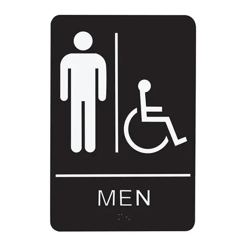 SIGN RESTROOM MEN HANDICAP - BRAILLE - BLACK ACRYLIC SIGN RESTROOM MEN HANDICAP - BRAILLE - BLACK ACRYLIC