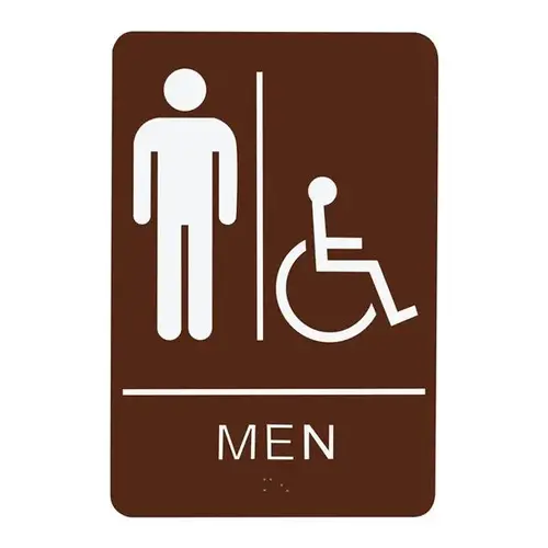 SIGN RESTROOM MEN HANDICAP - BRAILLE - BROWN ACRYLIC SIGN RESTROOM MEN HANDICAP - BRAILLE - BROWN ACRYLIC