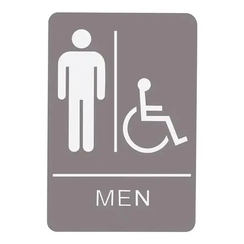 SIGN RESTROOM MEN HANDICAP - BRAILLE - GRAY ACRYLIC SIGN RESTROOM MEN HANDICAP - BRAILLE - GRAY ACRYLIC