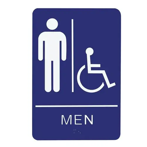 SIGN RESTROOM MEN HANDICAP - BRAILLE - BLUE ACRYLIC SIGN RESTROOM MEN HANDICAP - BRAILLE - BLUE ACRYLIC