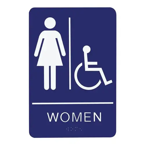 SIGN RESTROOM WOMEN HANDICAP - BRAILLE - BLUE ACRYLIC SIGN RESTROOM WOMEN HANDICAP - BRAILLE - BLUE ACRYLIC