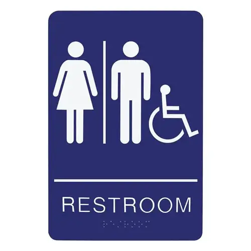SIGN RESTROOM UNISEX HANDICAP - BRAILLE - BLUE ACRYLIC SIGN RESTROOM UNISEX HANDICAP - BRAILLE - BLUE ACRYLIC