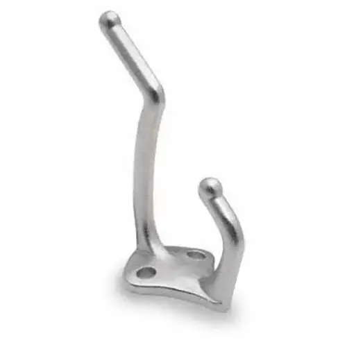 COAT HOOK-TWO PRONG-CHROME ZAMAC SATIN CHROME COAT HOOK-TWO PRONG-CHROME ZAMAC SATIN CHROME