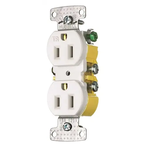 Wiring 15 Amp Tamper Resistant Duplex Outlet, White