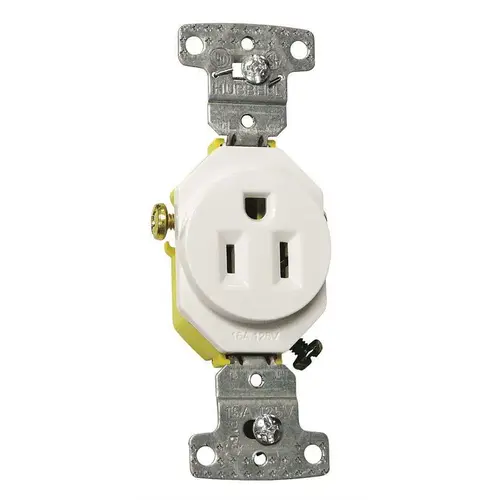 15 Amp 125-Volt Single Self Ground Receptacle, White