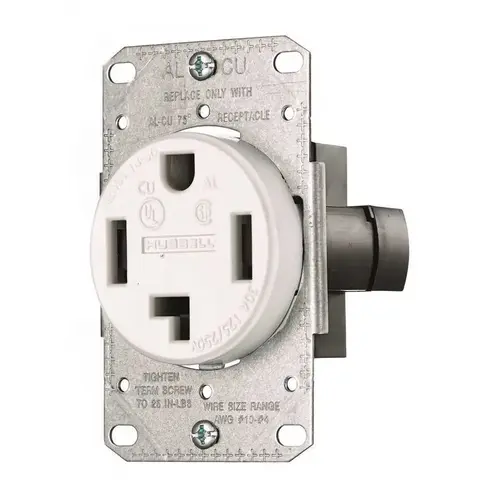 30 Amp 3-Pole 4-Wire 14-30R Range and Dryer Outlet, White