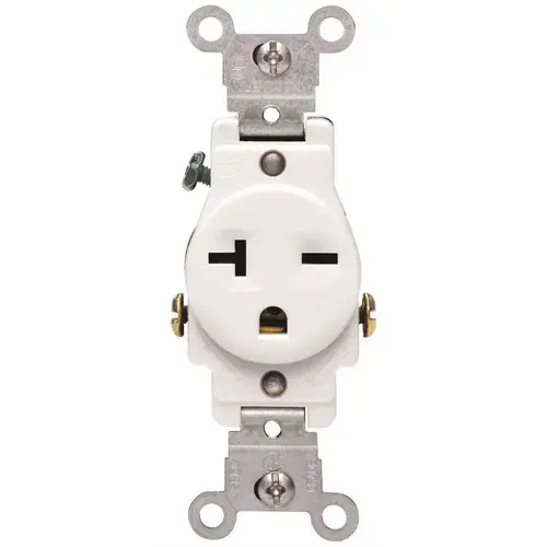 20 Amp 250-Volt NEMA 6-20R 2-Pole Commercial Grade Single Straight Blade Receptacle, Ivory