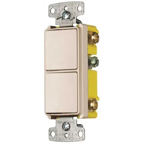 15 Amp Rocker Single-Pole Combo 2X Switch, Almond Light Almond