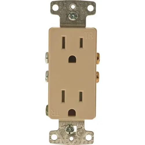15 Amp Self-Grounding Tamper Proof Decorator Receptacle, Ivory