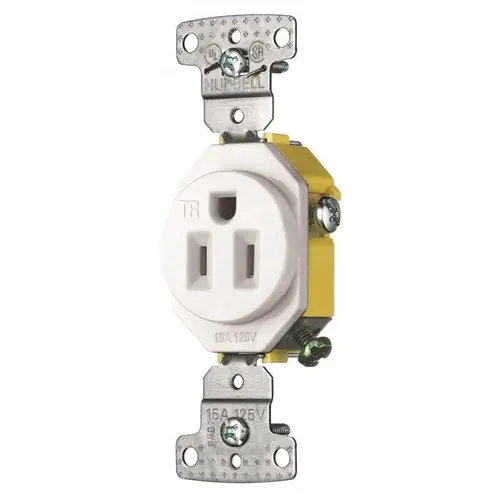 15 Amp Self-Grounding and Tamper Proof Single Receptacle, White 15 Amp Self-Grounding and Tamper Proof Single Receptacle, White
