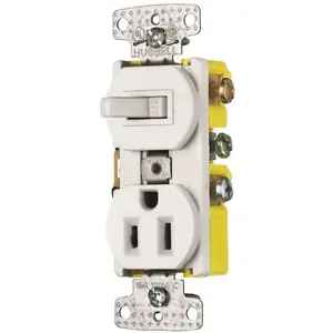 HUBBELL WIRING RC108W -Pro 15 Amp 120 Vac 2-Position Combination Toggle Switch White