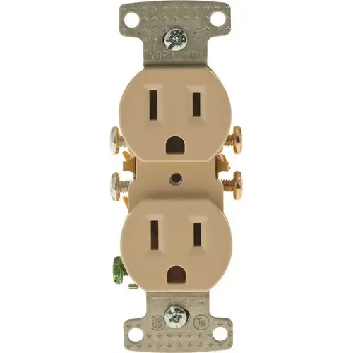 Straight Blade Duplex Receptacle: NEMA 5-15R, 15 Amps, Grounded Ivory