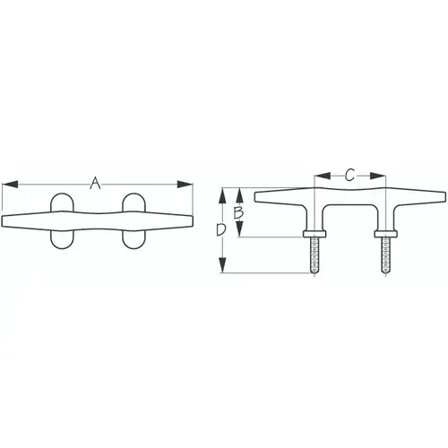 Stainless Steel Heavy Duty STUD Mount CLEAT 10" 1/2NC Stainless Steel Heavy Duty STUD Mount CLEAT 10" 1/2NC