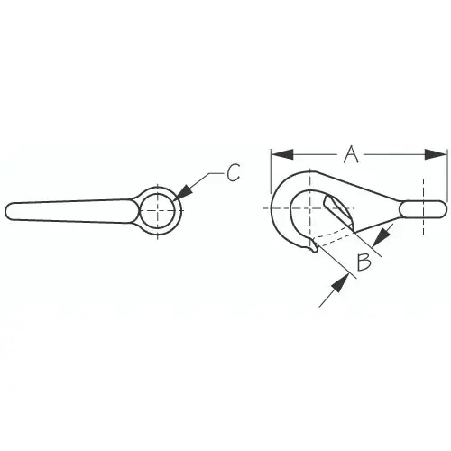Stainless Steel FAST EYE BOAT SNAP - SIZE 2 Stainless Steel FAST EYE BOAT SNAP - SIZE 2