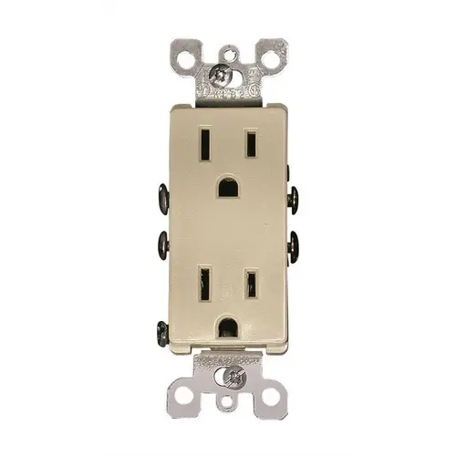 Decora 15 Amp Residential Grade Grounding Duplex Outlet, White
