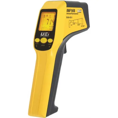 INFRARED THERMOMETER WITH SELECTABLE EMISSIVITY, 12:1 Black, Yellow