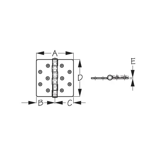 BUTT Hinge 6X6 Center PIN W/BRNGS BUTT Hinge 6X6 Center PIN W/BRNGS