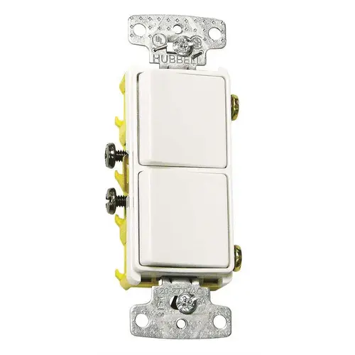 15 Amp Rocker Single-Pole Combo 2X Switch, White
