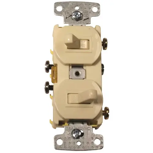 Combination Wall Switch & Receptacles; Combination Switch/Receptacle Type: Toggle Switch ; Color: Ivory ; Number of Outlets: 0 ; Number of Switches: 2 ; Number of Lights: 0 ; NEMA Configuration: NonNEMA Combination Wall Switch & Receptacles; Combination Switch/Receptacle Type: Toggle Switch ; Color: Ivory ; Number of Outlets: 0 ; Number of Switches: 2 ; Number of Lights: 0 ; NEMA Configuration: NonNEMA