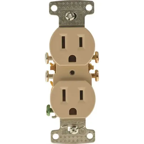 15 Amp Self-Grounding Duplex Receptacle, Ivory