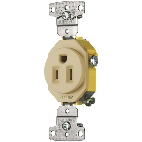 15 Amp 125-Volt Single Self Ground Receptacle, Ivory