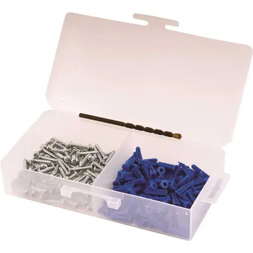 Conical Wall Anchors Kit with #10 Phillips Screws and Drill Bit Zinc