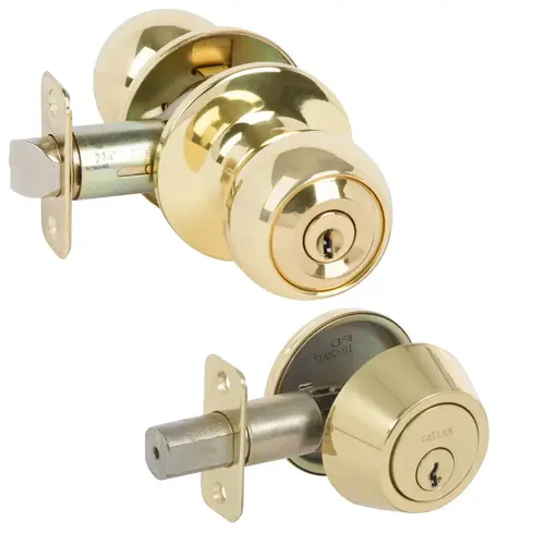 Fairfield Entry Knobset with Deadbolt Combo, Polished Brass (US3) Fairfield Entry Knobset with Deadbolt Combo, Polished Brass (US3)