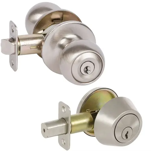 Fairfield Entry Knobset with Deadbolt Combo, View Pack, Satin Nickel (US15) Fairfield Entry Knobset with Deadbolt Combo, View Pack, Satin Nickel (US15)