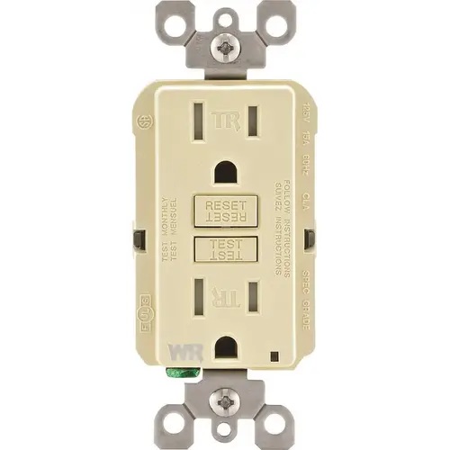 15 Amp SmartlockPro Weather/Tamper Resistant GFCI Outlet, Ivory