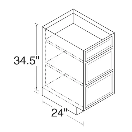 15"W x 34-1/2"H x 24"D Gray Drawer Base, Recessed Panel 15"W x 34-1/2"H x 24"D Gray Drawer Base, Recessed Panel