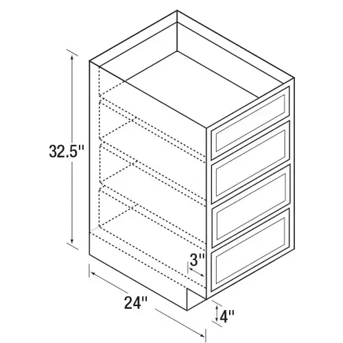 15"W x 32-1/2"H x 24"D DWhite Drawer Base ADA Compliant, Recessed Panel 15"W x 32-1/2"H x 24"D DWhite Drawer Base ADA Compliant, Recessed Panel