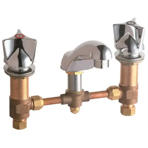 WIDESPREAD BATHROOM FAUCET, LESS WASTE ASSEMBLY, LEAD FREE, THREE WING HANDLES Chrome