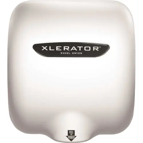 XLERATOR HAND DRYER, HIGH-SPEED, WHITE BMC COVER, 12.68 X 11.75 X 6.68 IN., 110-120 VOLTS, 11.3-12.2 AMPS
