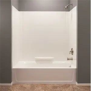 Mustee 350WHT Durawall 30 in. x 60 in. x 58 in. Easy Up Adhesive Alcove Bath Tub Surround in White