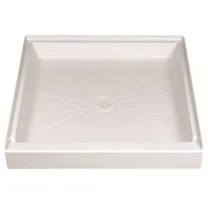DURABASE 3636M Shower Base, 36 in L, 36 in W, 5-1/2 in H, Fiberglass, White