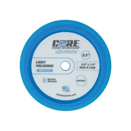 61743 CORE Light Polishing Foam Pad, 8-1/2 in Overall Dia, Hook and Loop, Blue 61743 CORE Light Polishing Foam Pad, 8-1/2 in Overall Dia, Hook and Loop, Blue