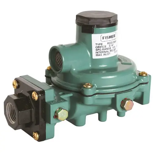 COMPACT SECOND STAGE REGULATOR, 650,000 BTU, 1/2 IN. FNPT INLET, 1/2 IN. FNPT OUTLET Green