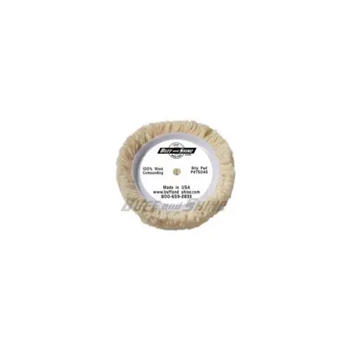 7504G Buffing Grip Pad, 7-1/2 in Dia, Hook and Loop Attachment, 100% Twisted Wool Pad, Natural 7504G Buffing Grip Pad, 7-1/2 in Dia, Hook and Loop Attachment, 100% Twisted Wool Pad, Natural